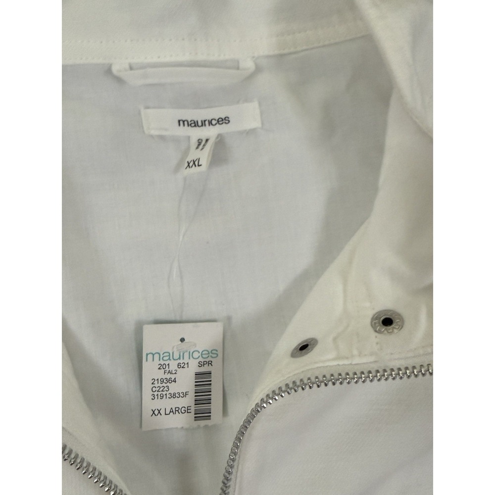 Maurice's Womens 100% Cotton Bomber Jacket Zip Front Soft White Sz XXL - Picture 8 of 12